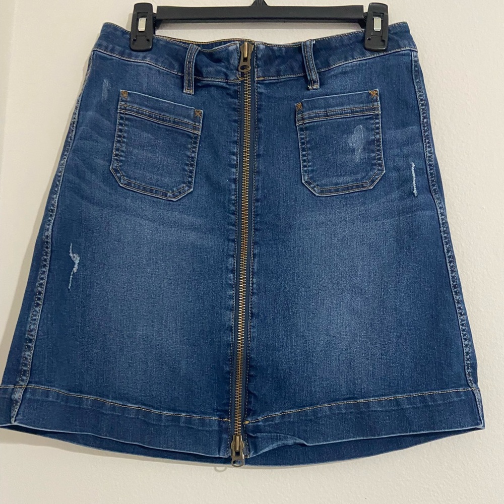 Jag Jeans Blue A-Line Skirt with Front Zipper